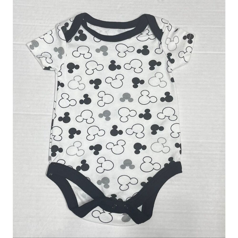 Disney Baby Black And White Mickey Heads Bodysuit   Boys Size 3/6 Months